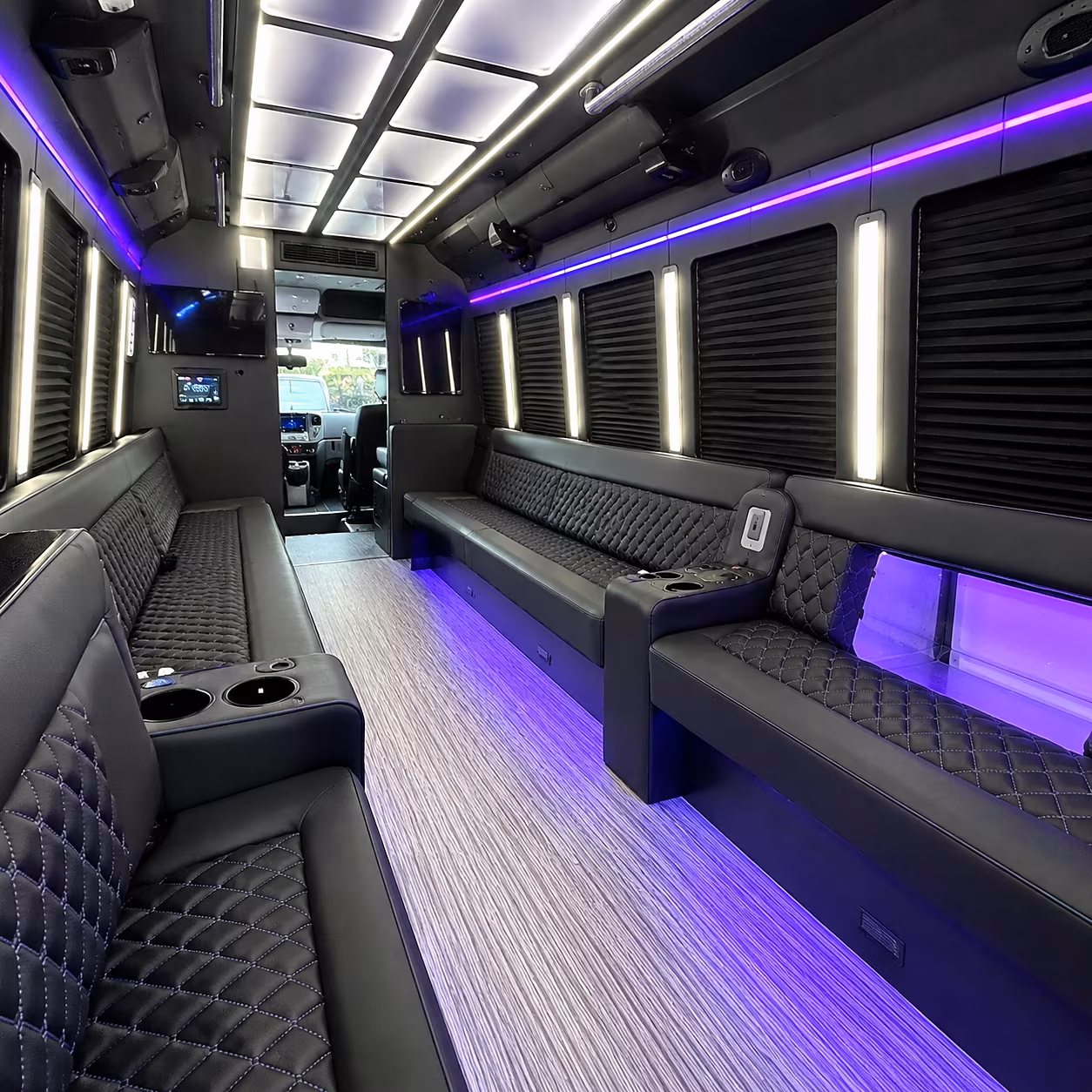 Overland Park Birthday, Sweet 16, & Quinceañera Transportation party bus interior