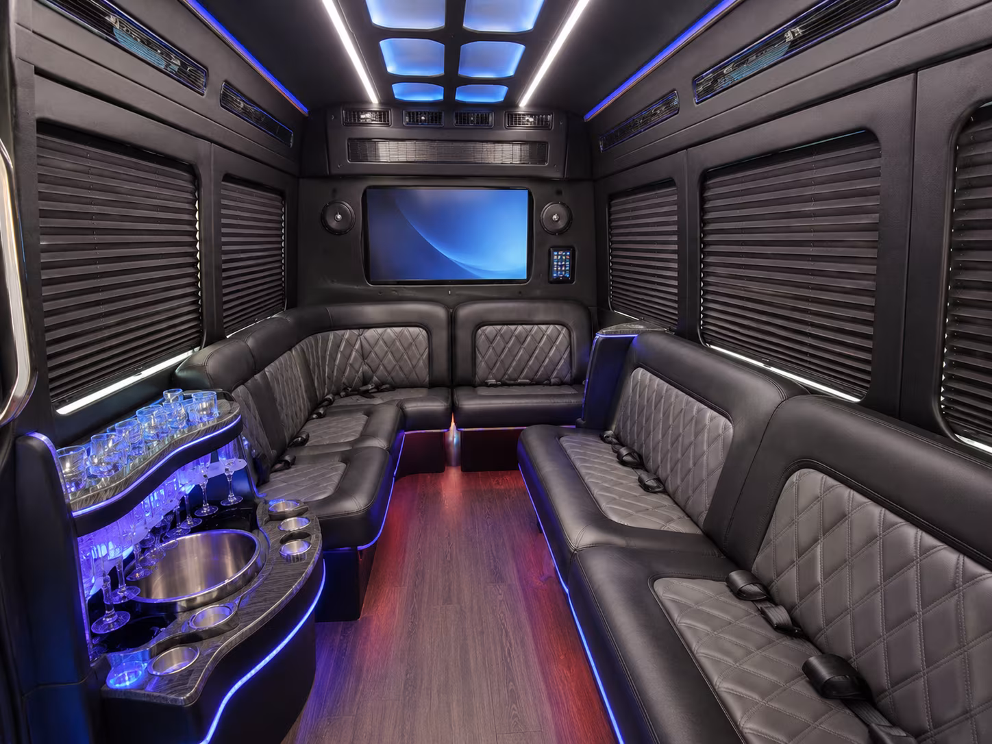 Overland Park Corporate Transportation party bus exterior