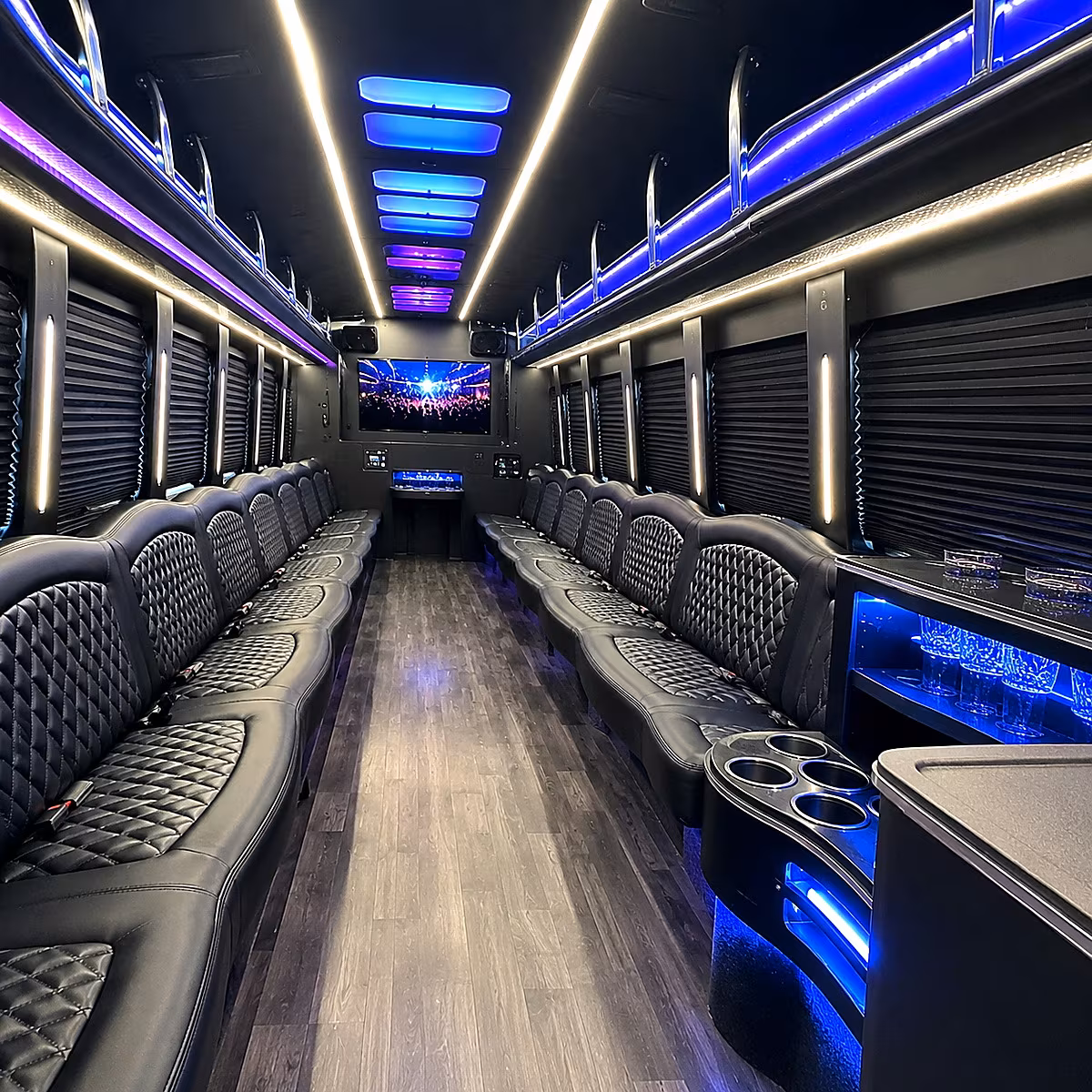 Overland Park Private Event Transportation party bus interior